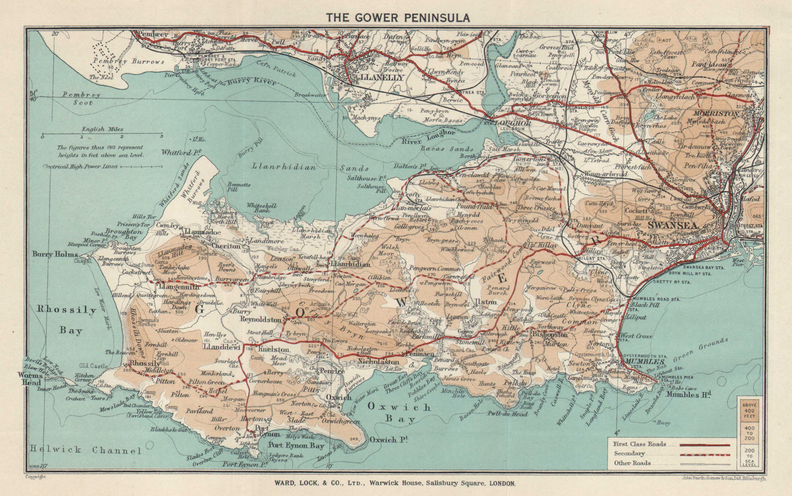 THE GOWER PENINSULA. Llanelli Swansea Mumbles. Wales. WARD LOCK 1936 ...