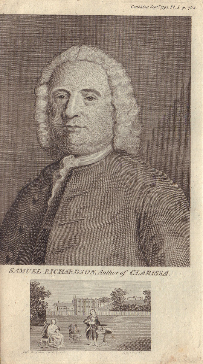 Portrait of Samuel Richardson, Author of Clarissa 1792 old antique print