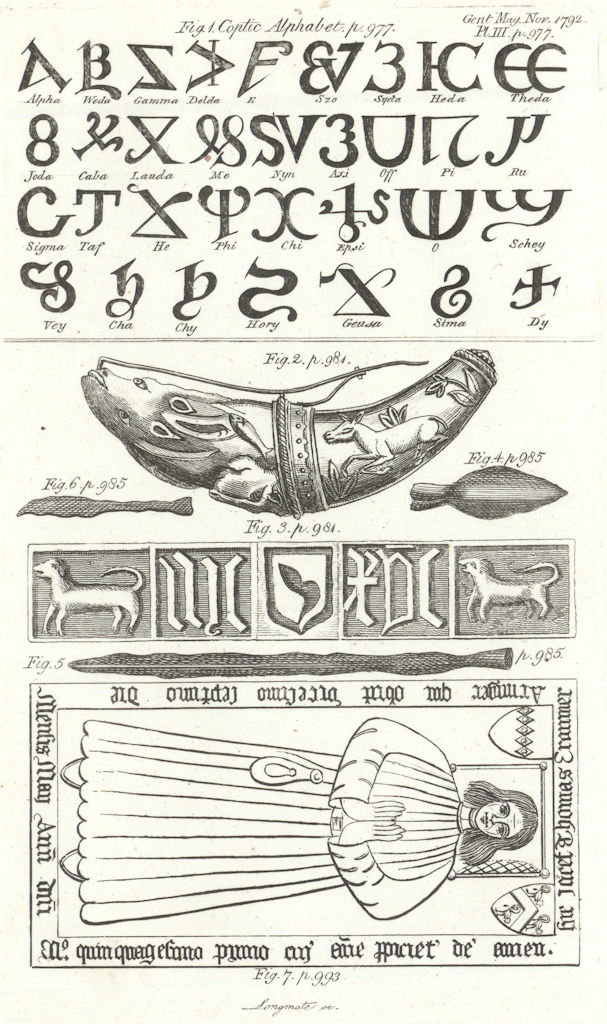 Coptic Alphabet Duret Hartshorn Halford Bridge Thomas Cranmer Whatton Notts 1792