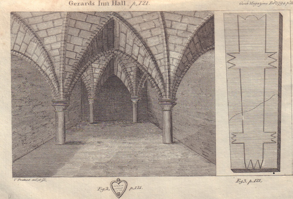 Gerrard's Inn Hall cellar, London. Monumental, Flat Holm Island, Glamorgan 1794