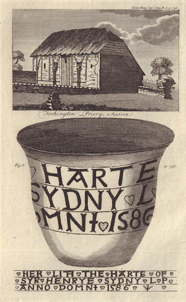 Barn, St Mary Magdalene Priory, Tortington, Sussex. Sir Henry Sydney's urn 1794