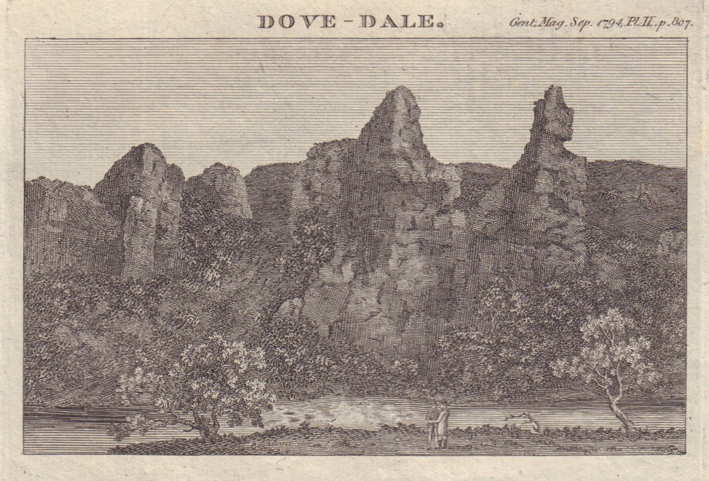 Associate Product View in Dovedale, Derbyshire 1794 old antique vintage print picture