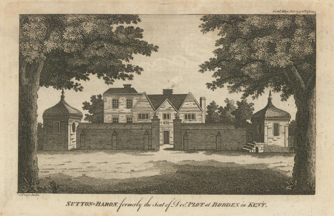 Associate Product Sutton Baron, Borden, Sittingbourne, Kent. Dr Robert Plot 1795 old print