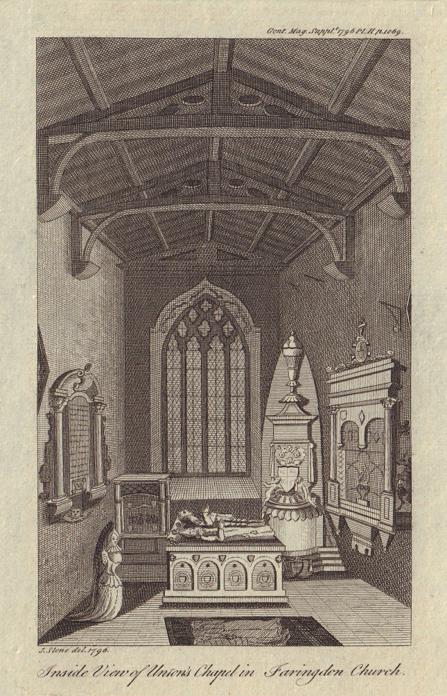 Inside view of Unton's Chapel in Faringdon now All Saints Church, Berkshire 1796