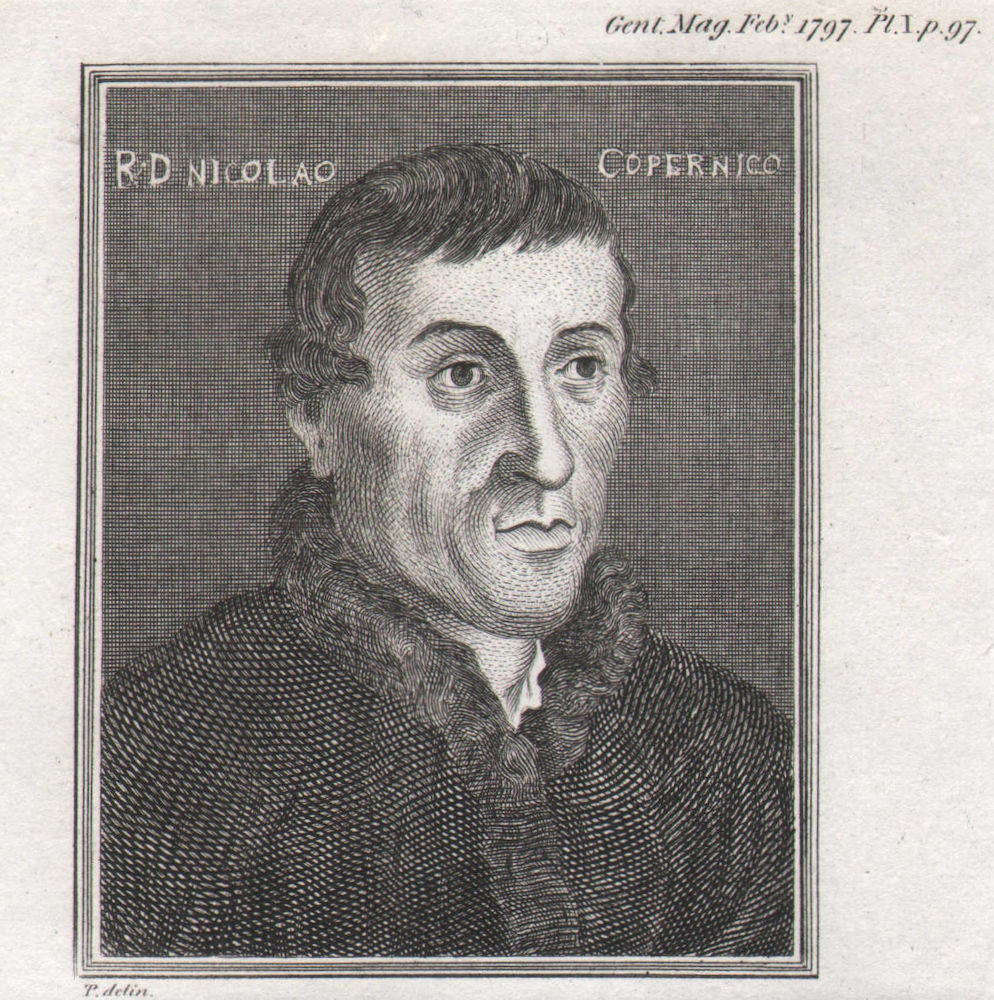 Nicolaus Copernicus from a picture of the Royal Society. Astronomy 1797 print