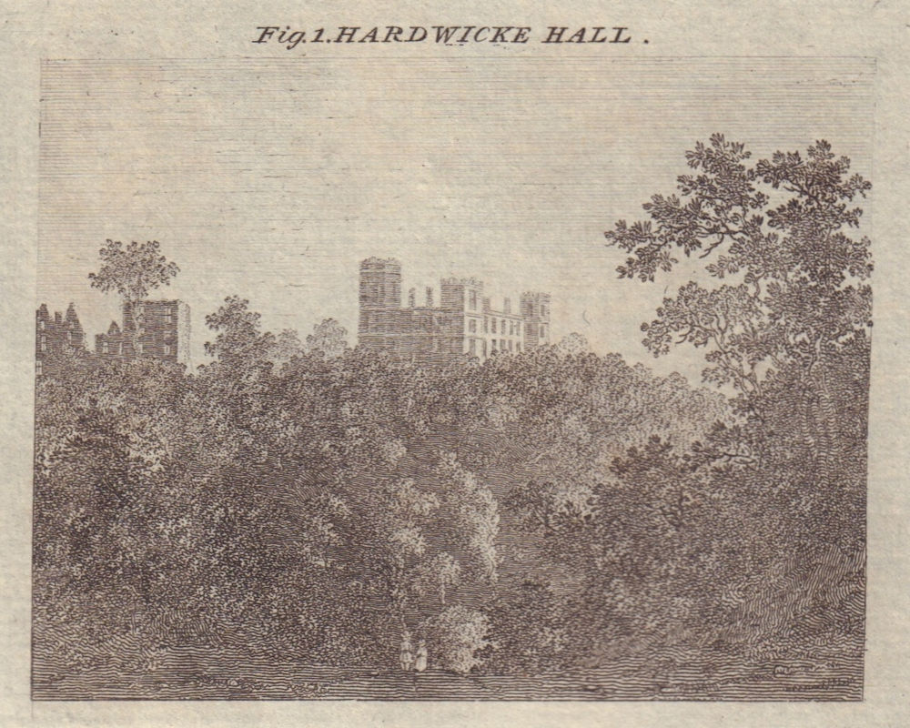 View of Hardwicke Hall, Derbyshire. Hardwick Hall. SMALL 1797 old print