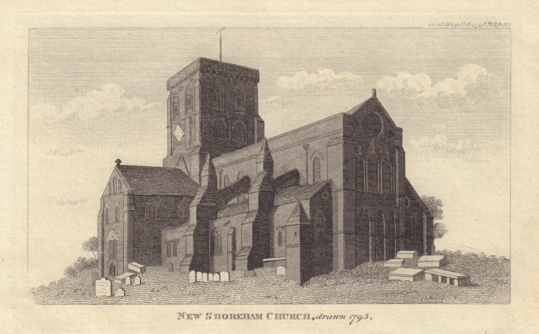 St Mary de Haura Church in 1793, New Shoreham, Shoreham by Sea, Sussex 1798