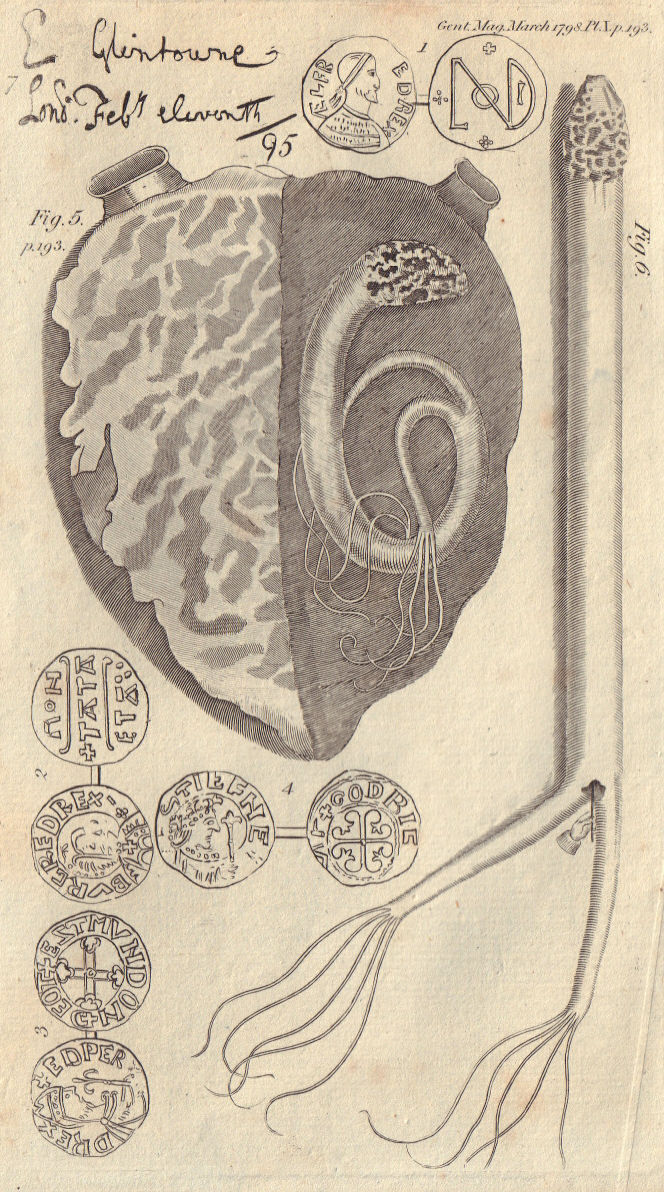 Substance resembling a Serpent, found in a man's heart by Dr. Ed. May 1639 1798