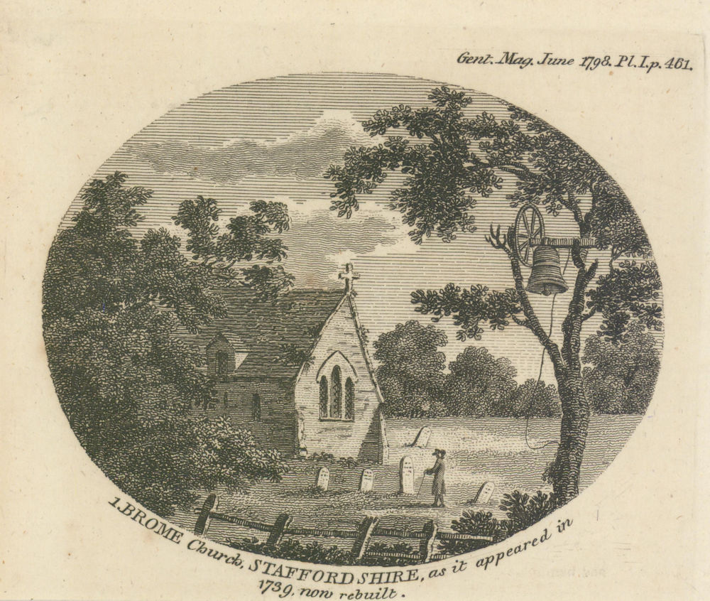 Associate Product View of St Mary's Church as in 1739, rebuilt in 1850s, Brome, Staffordshire 1798