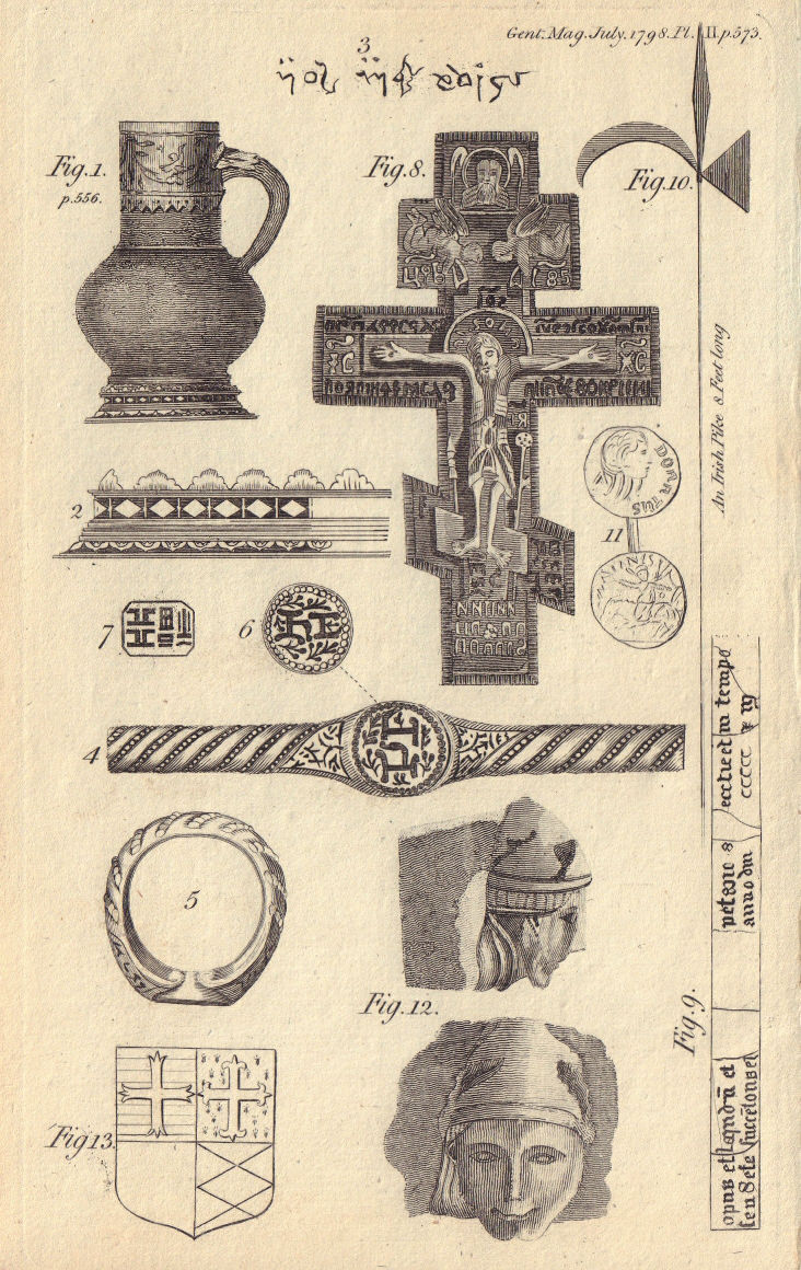 Associate Product Crucifix, brought to England by a Danish mariner.  Urn at Colchester, Essex 1798