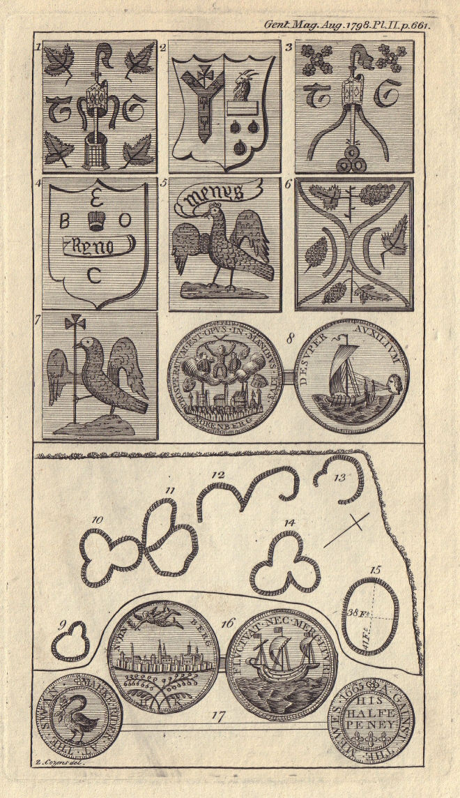 Associate Product Carvings Archbishop Warham house Canterbury Fairy rings. Nuremberg counters 1798