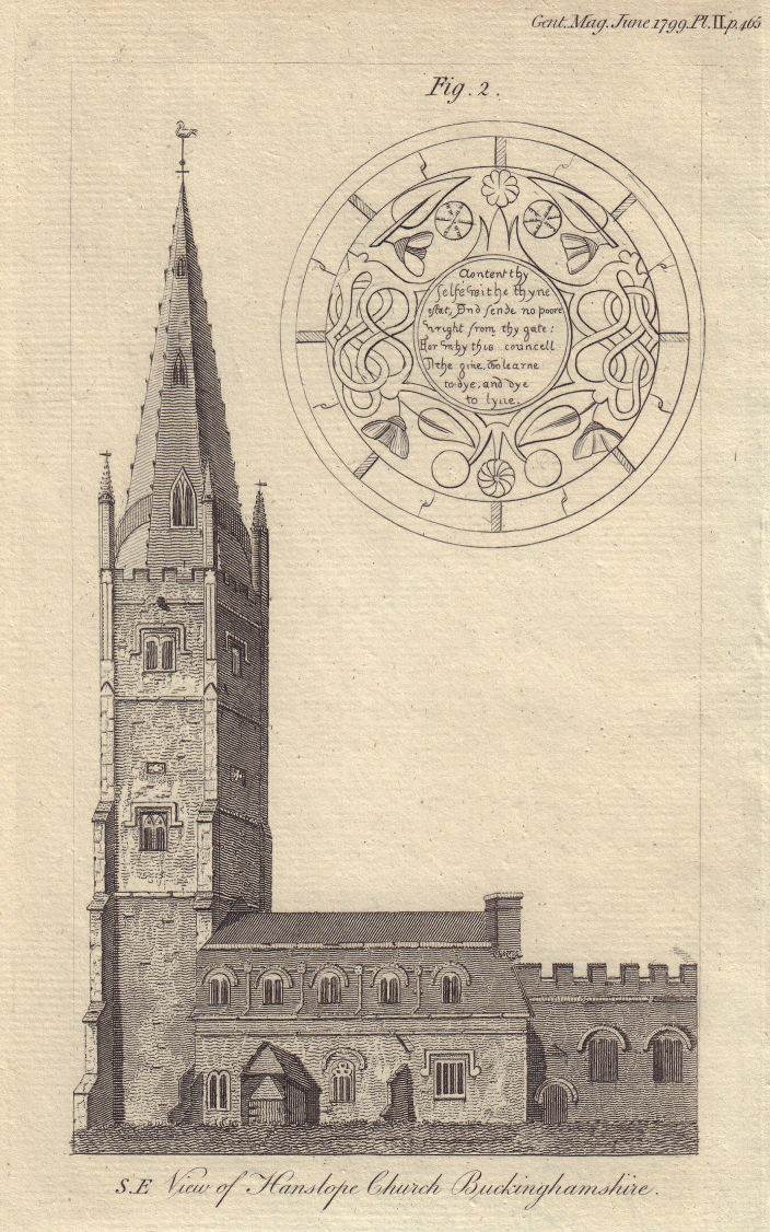 St James the Great church, Hanslope, Buckinghamshire. John Fenton's roundel 1799