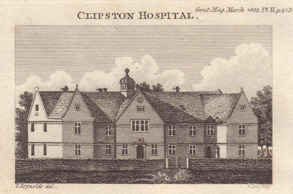 Clipston Hospital now Clipston Primary School, Northamptonshire. SMALL 1802