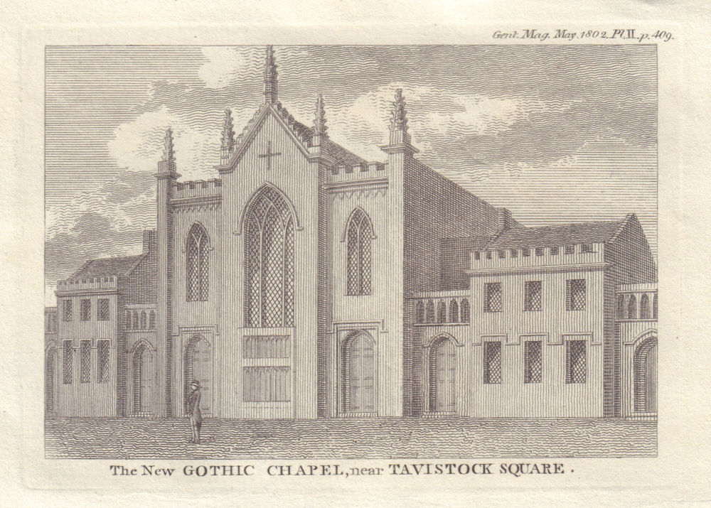 Former Tavistock or Woburn Gothic Chapel near Tavistock Square, London 1802