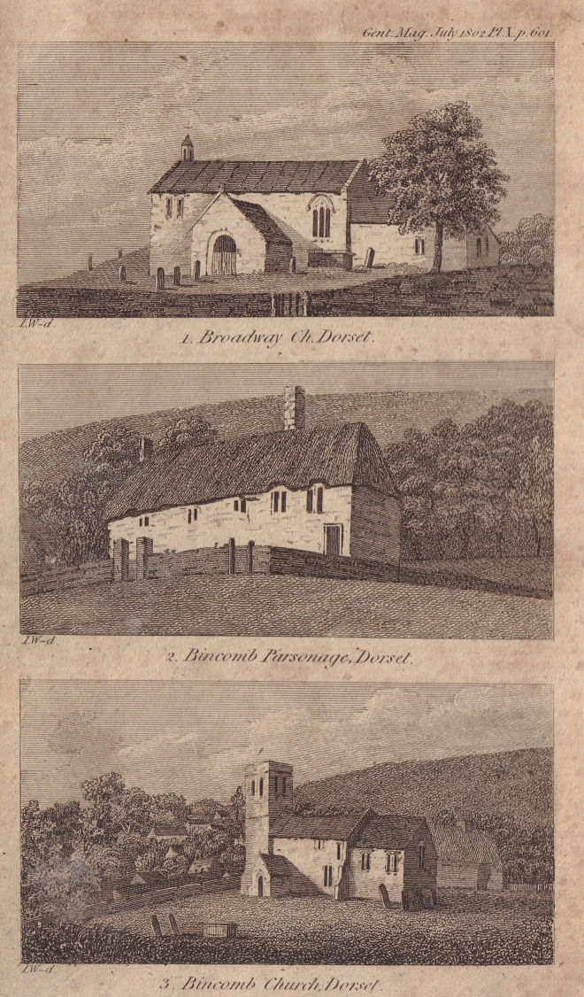 Associate Product Weymouth, Dorset churches. St Nicholas, Broadwey & Holy Trinity, Bincombe 1802