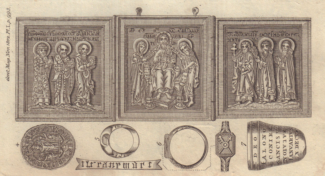 Russian religious brass book. Seal of Matthew a monk of Arbroath, Scotland 1802