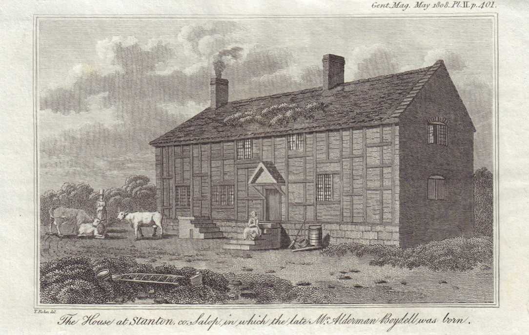 House at Stanton where Alderman John Boydell was born 1720. Shropshire 1808