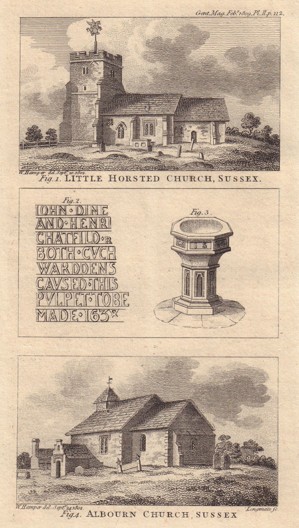 St Michael, Little Horsted & St Bartholomew, Albourne. Sussex churches 1809