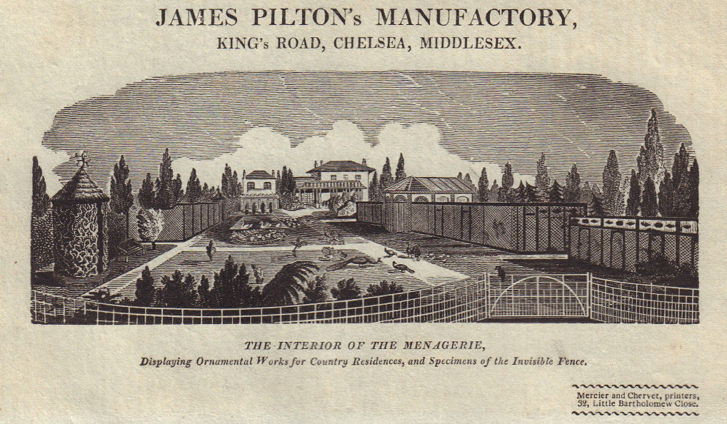 James Pilton's Manufactory, King's Road, Chelsea. London. Fences verandahs 1809
