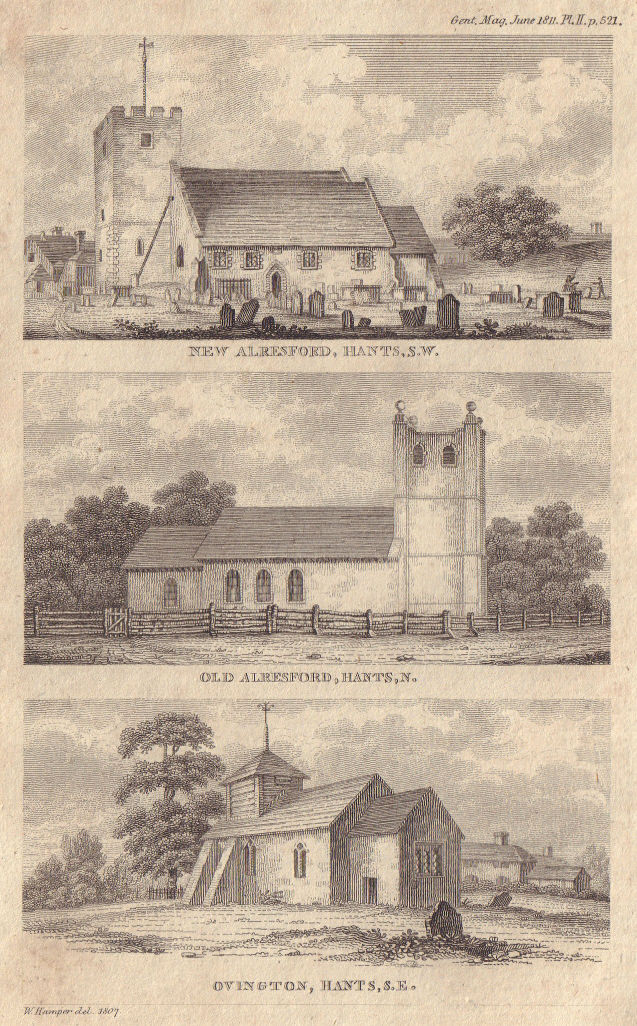 Associate Product St John the Baptist & St Mary New & Old Alresford. St Mary Ovington church 1811