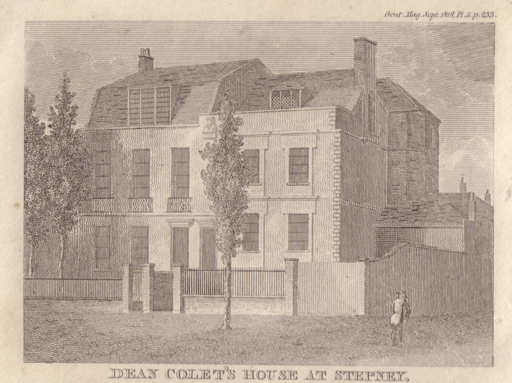 View of John Colet's House (Dean of St. Paul's) at Stepney in London 1818