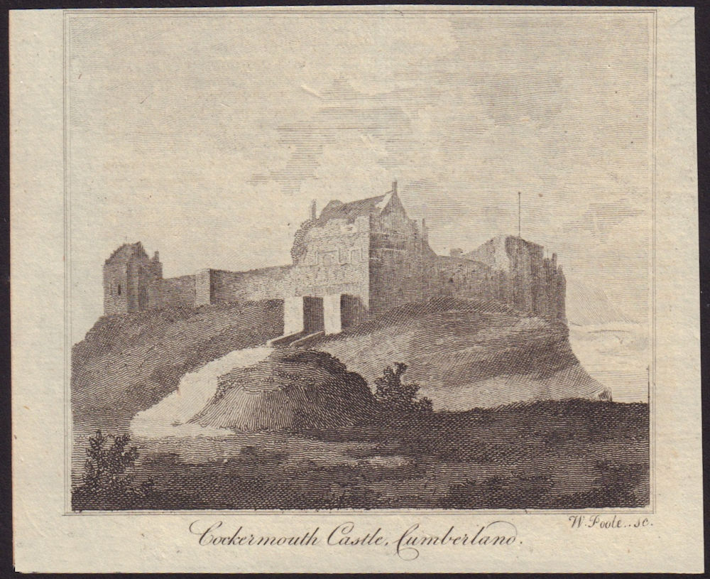 View of the Castle of Cockermouth, Cumbria 1797 old antique print picture