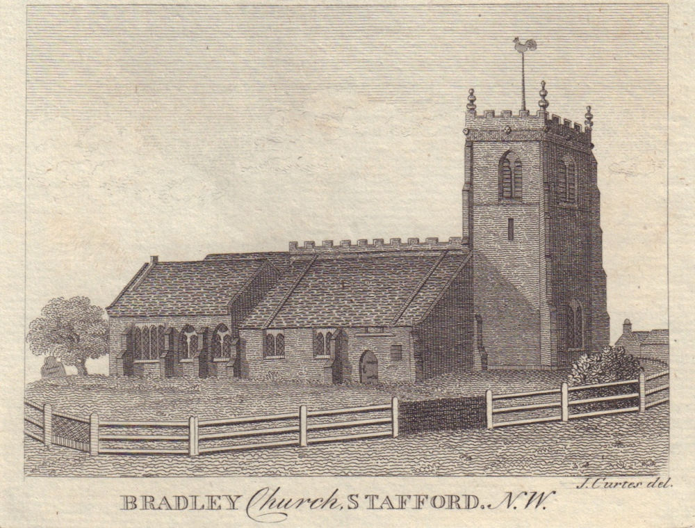 View of the Church of St Mary and All Saints, Bradley, Staffordshire. SMALL 1798