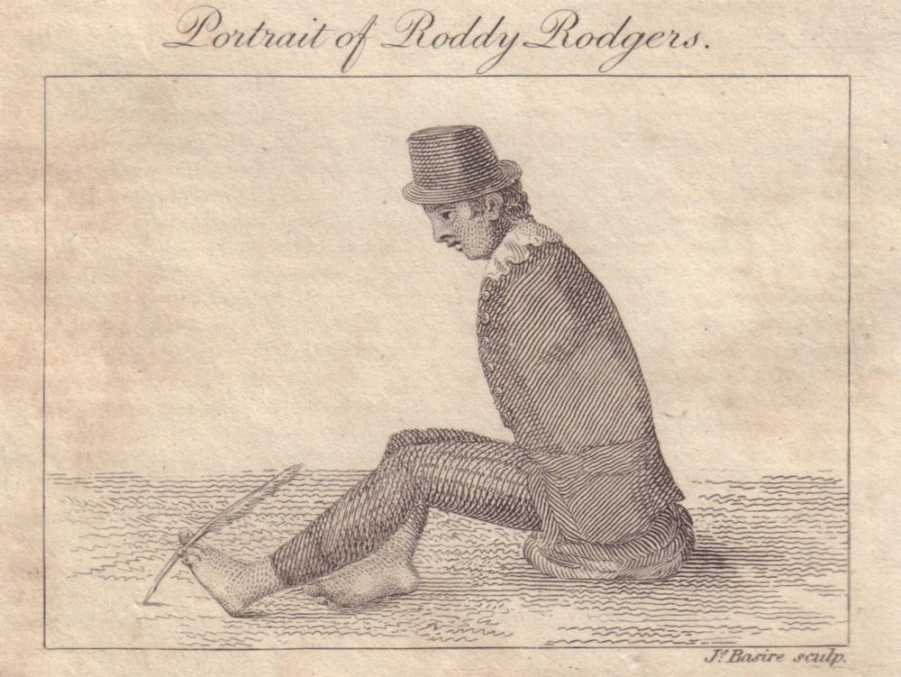 Roddy Rogers writing with his foot, born 1798 at Carnmoney, Ireland. SMALL 1811