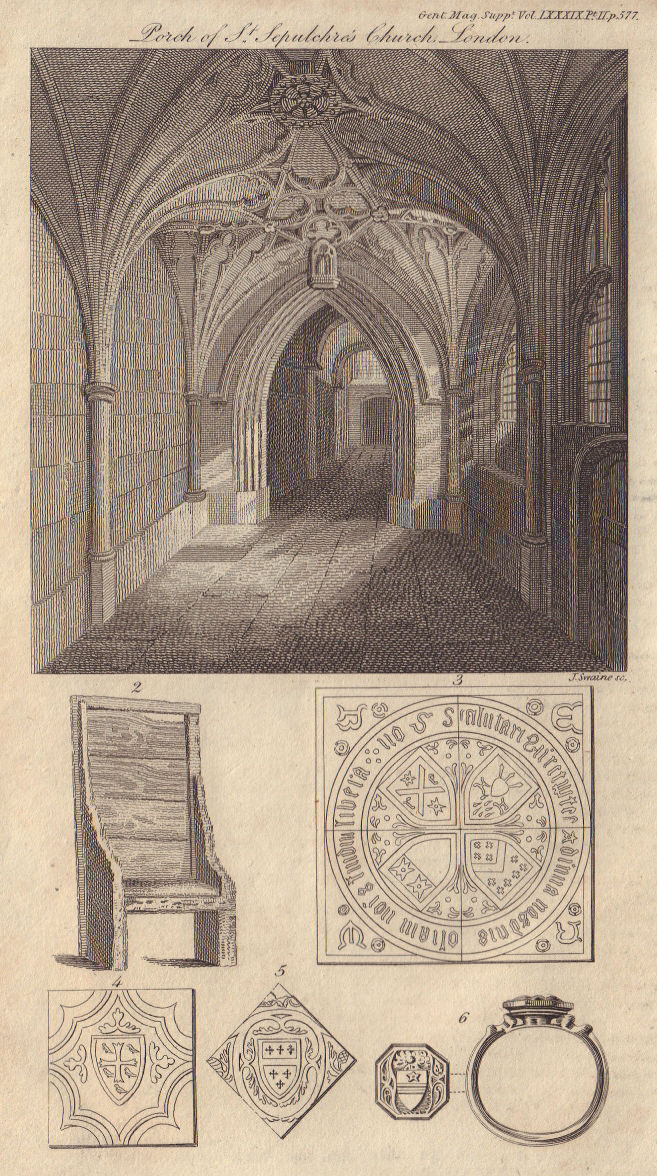 Associate Product Holy Sepulchre church porch Holborn London. Bede chair St Paul's Jarrow 1819