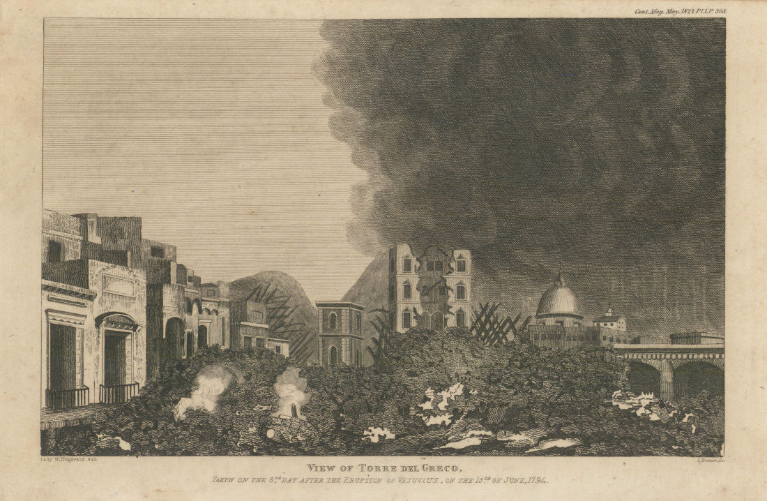 Torre Del Greco 8 days after the eruption of Vesuvius 15th June 1794 Naples 1822