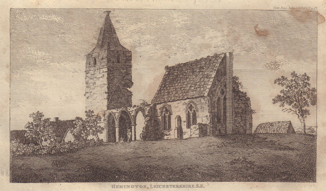 View of the remains of the Old Parish Church, Hemington, Leicestershire 1825