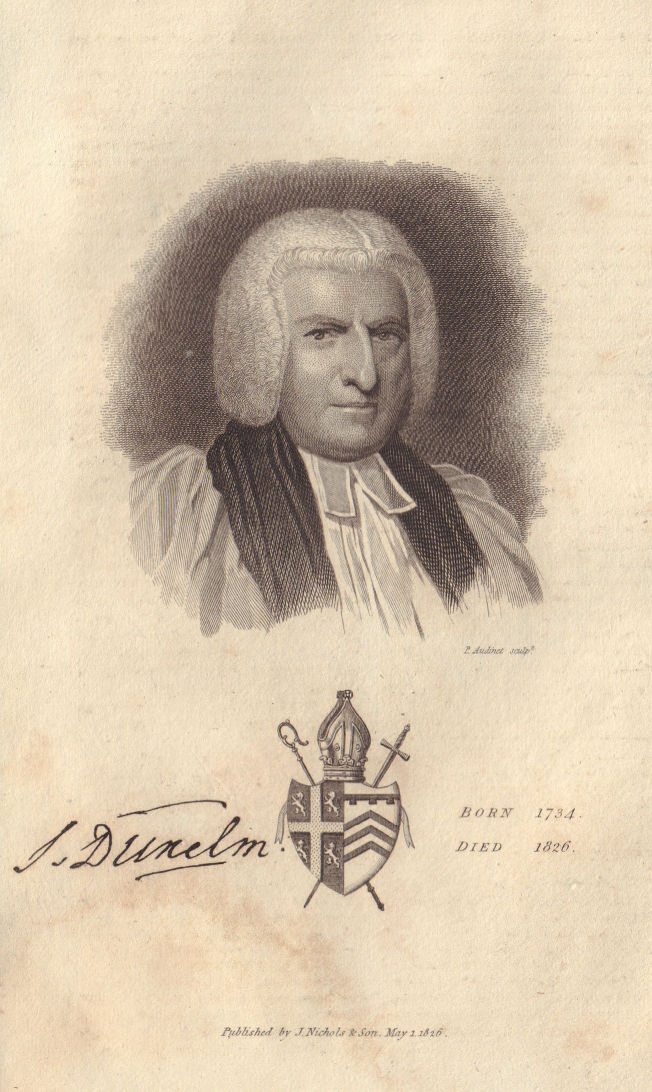 Shute Barrington, Bishop of Durham 1734-1826 1826 old antique print picture