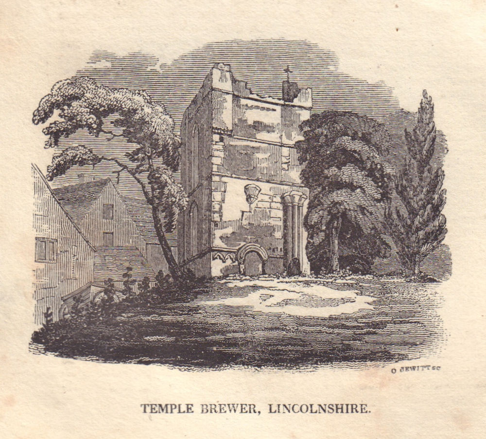 Temple Bruer Knights Templar Preceptory, North Kesteven Lincolnshire. SMALL 1826