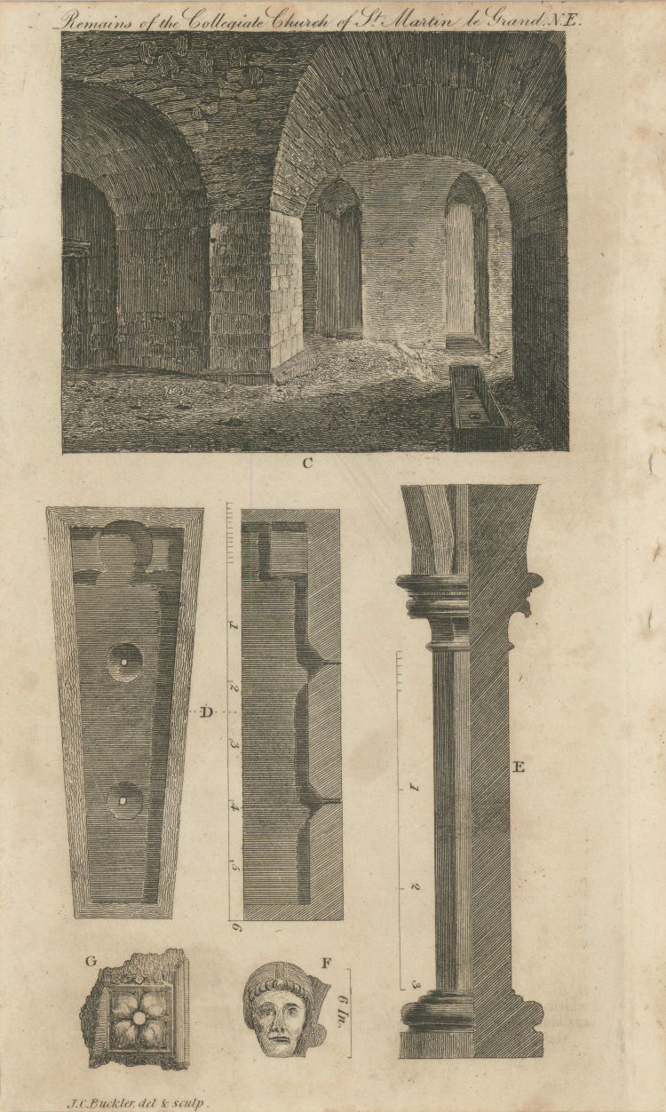 Associate Product Remains of the Collegiate Church of St Martin's Le Grand, City of London 1818