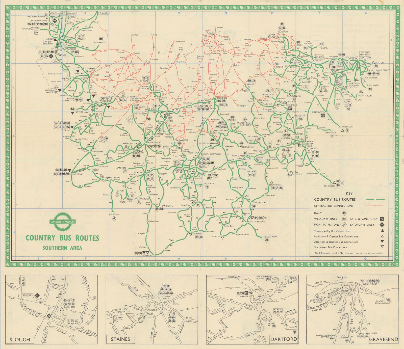 London Transport Bus map Country Area. #1 1948 old vintage plan chart