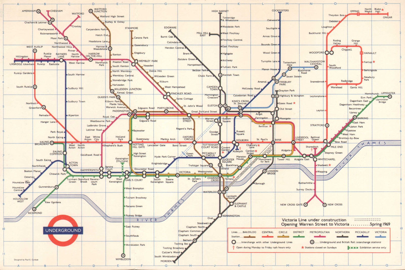 Associate Product LONDON UNDERGROUND tube map. Victoria Line under construction. GARBUTT #3 1968