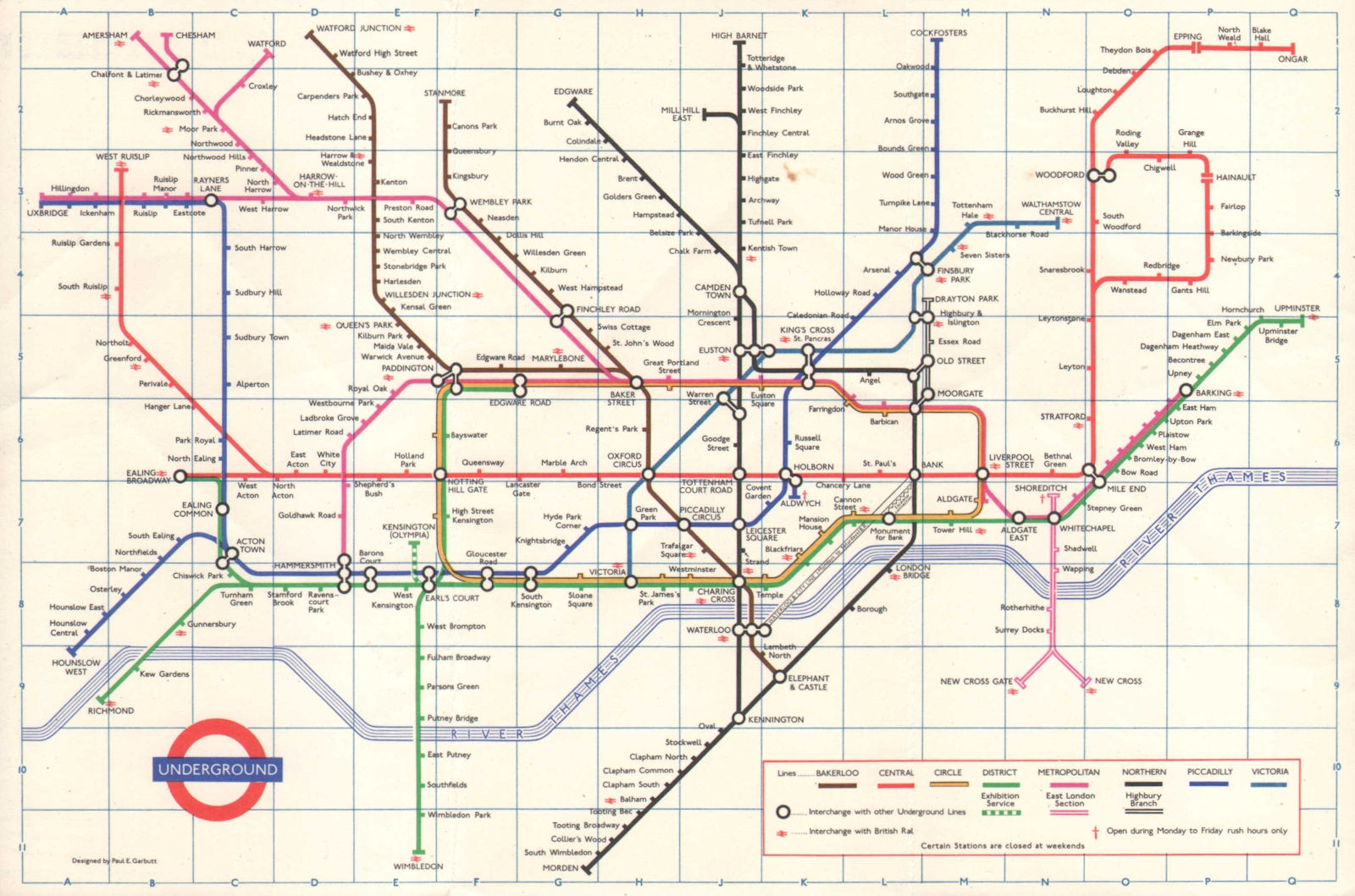 LONDON UNDERGROUND tube map plan. Victoria Line open to Victoria. GARBUTT 1970
