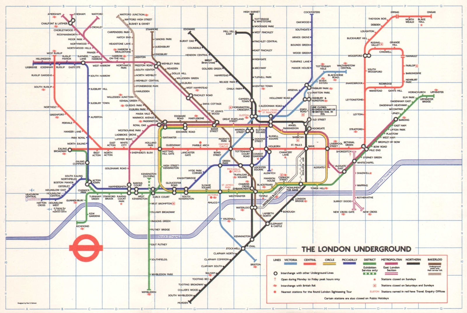 LONDON UNDERGROUND tube map. Heathrow Central under construction GARBUTT #2 1975