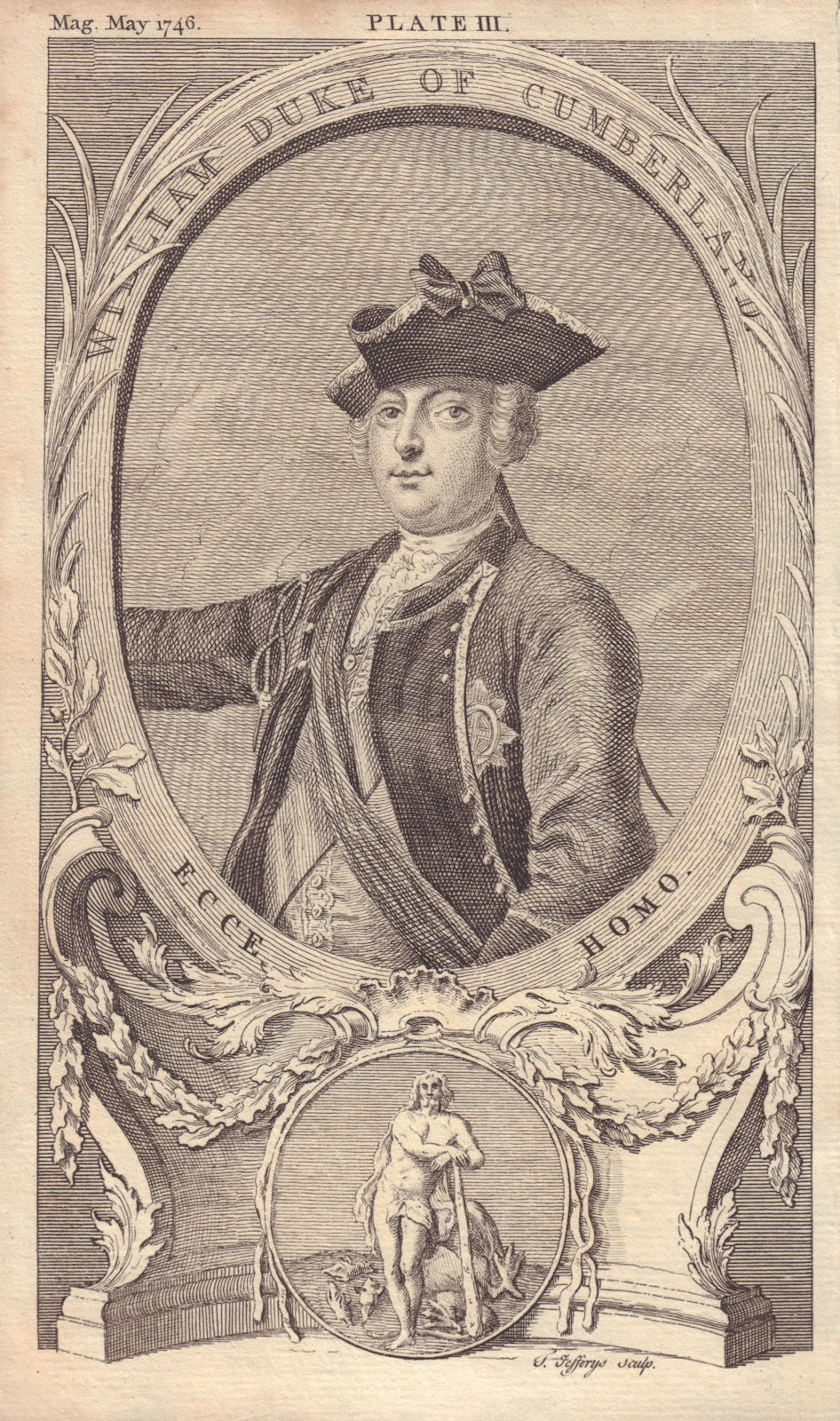 Prince William, Duke of Cumberland. Jacobite Rising, Culloden 1746 old print