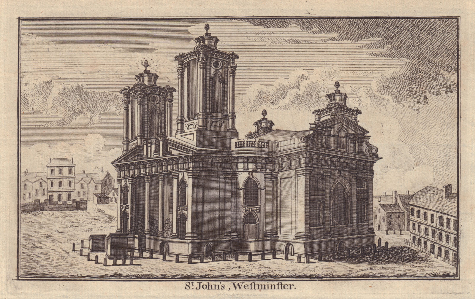 The Church of St. John's, Westminster. London. GENTS MAG 1747 old print