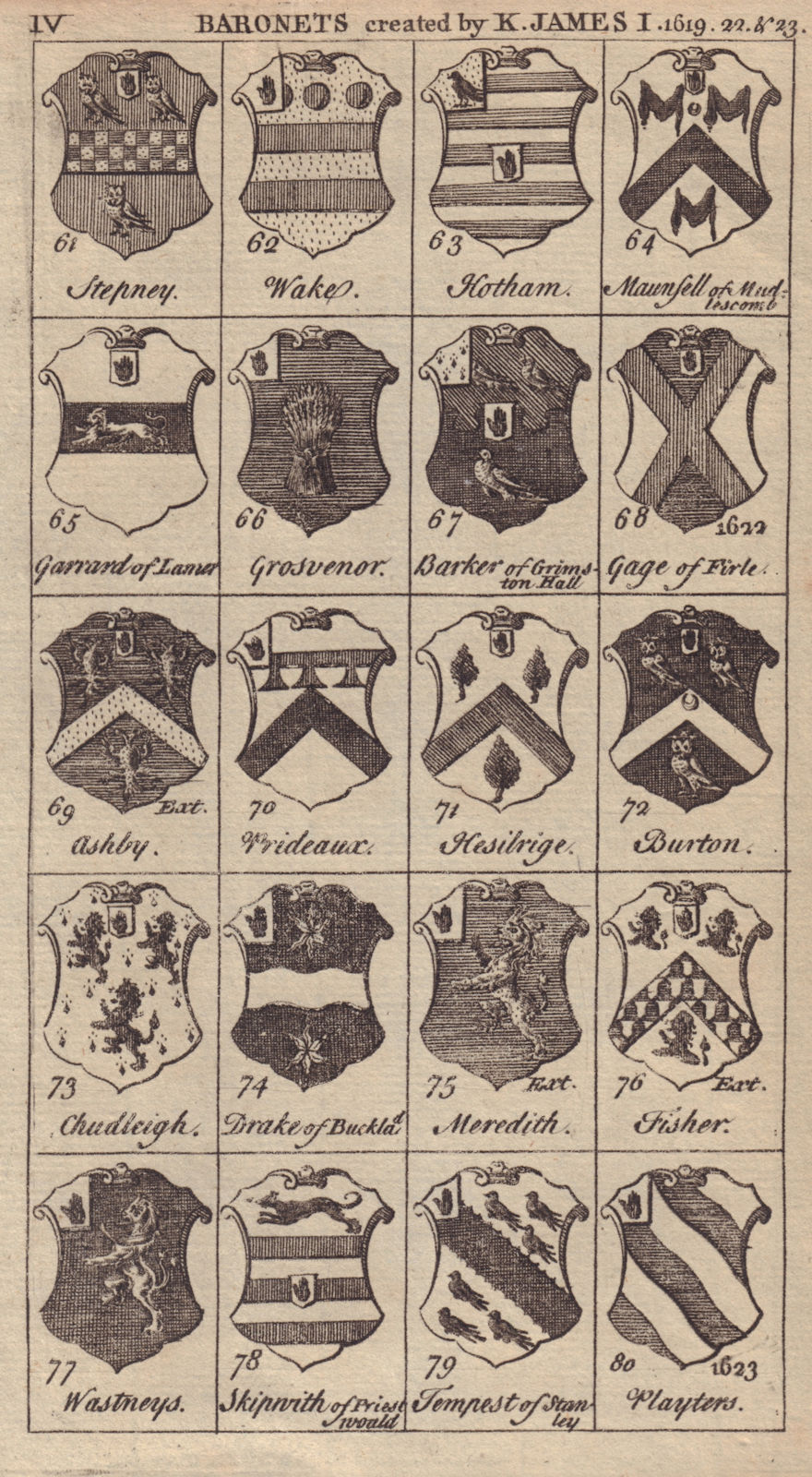 Associate Product James I Baronets 1619-23 Stepney Wake Hotham Grosvesnor Prideaux Hesilrige… 1750