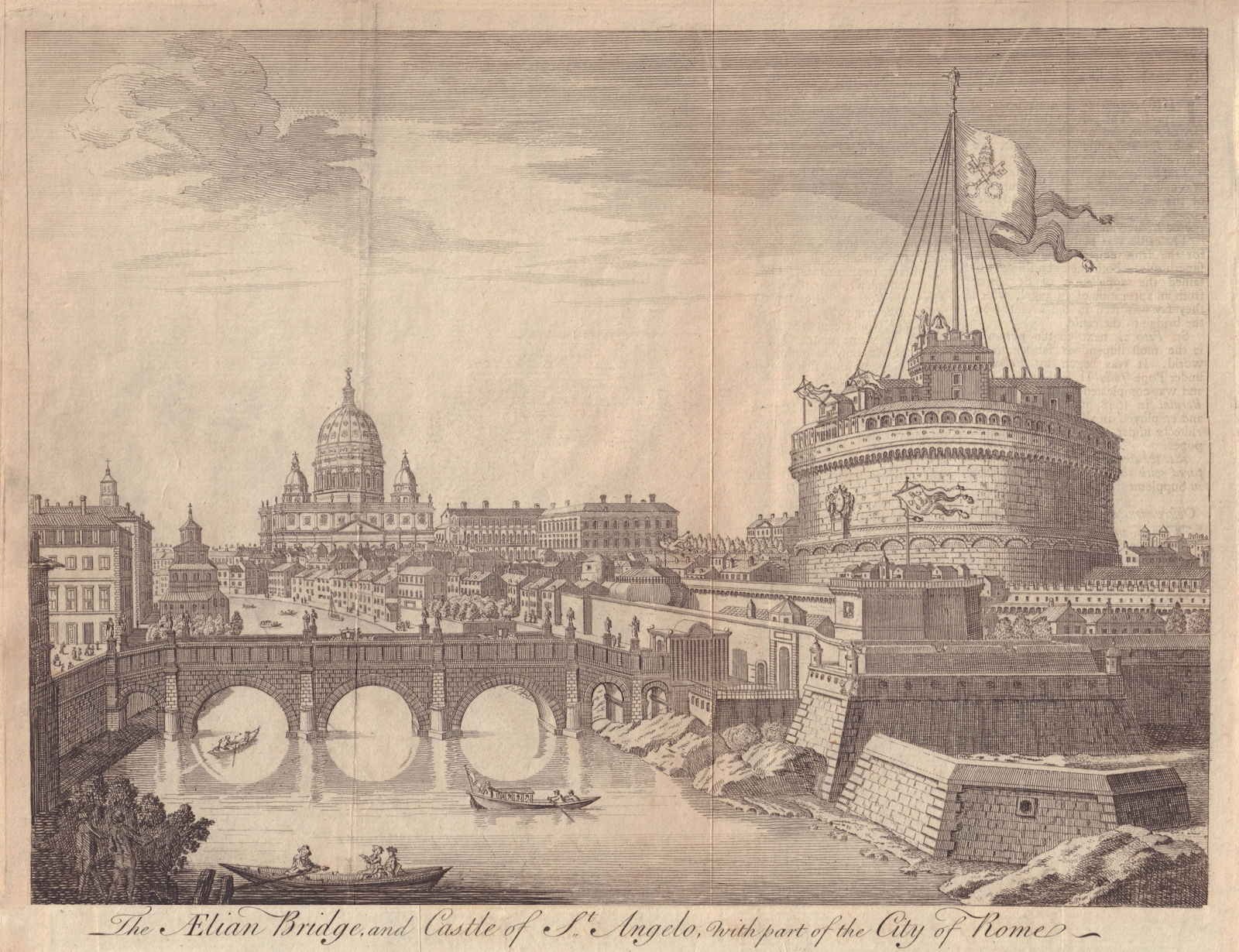 The Aelian Bridge and Castle of St. Angelo, with part of the City of Rome 1752