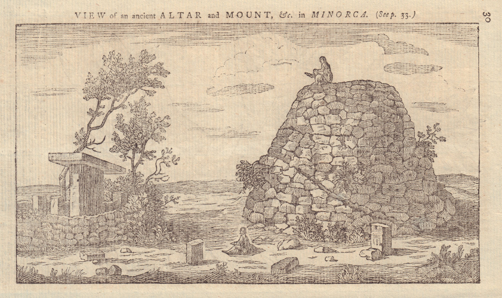 View of an ancient Altar and Mount in Minorca. Talati de Dalt, Menorca 1753