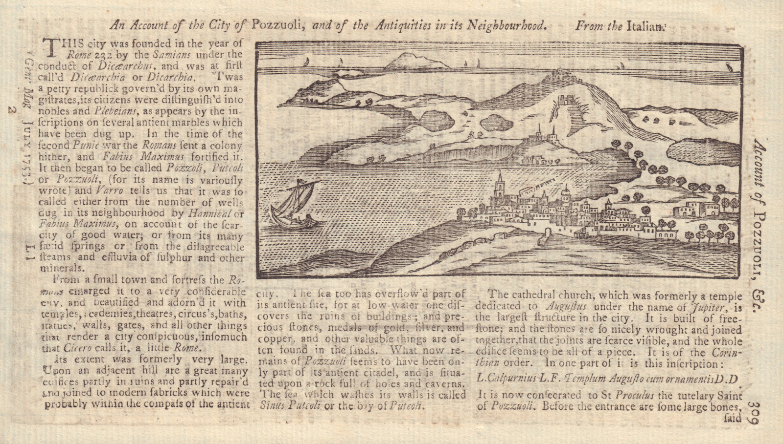 Pozzuoli and the antiquities in its neighbourhood. Naples, Italy 1753 print