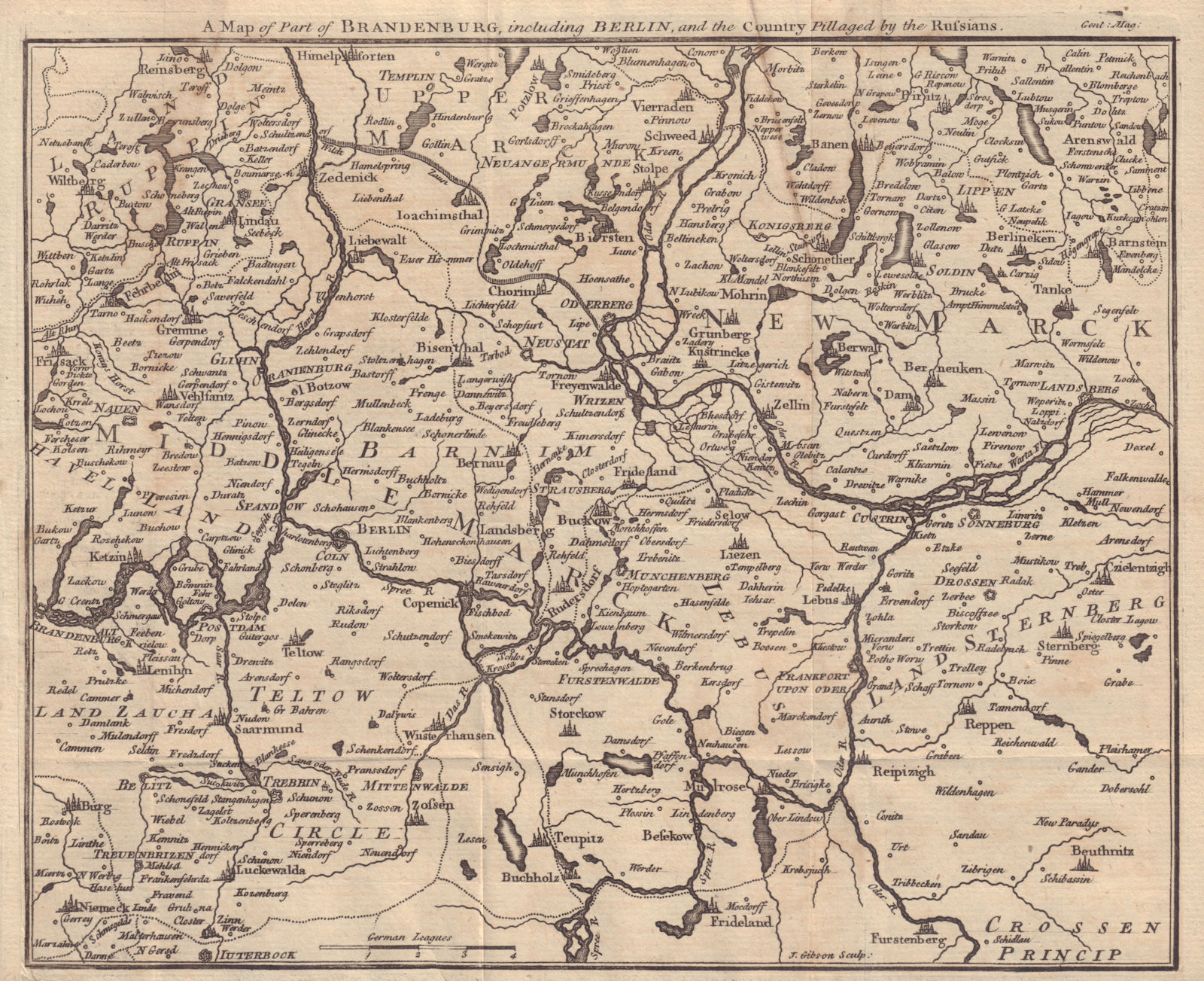 A Map of Part of Brandenburg including Berlin… & Western Poland. GIBSON 1760