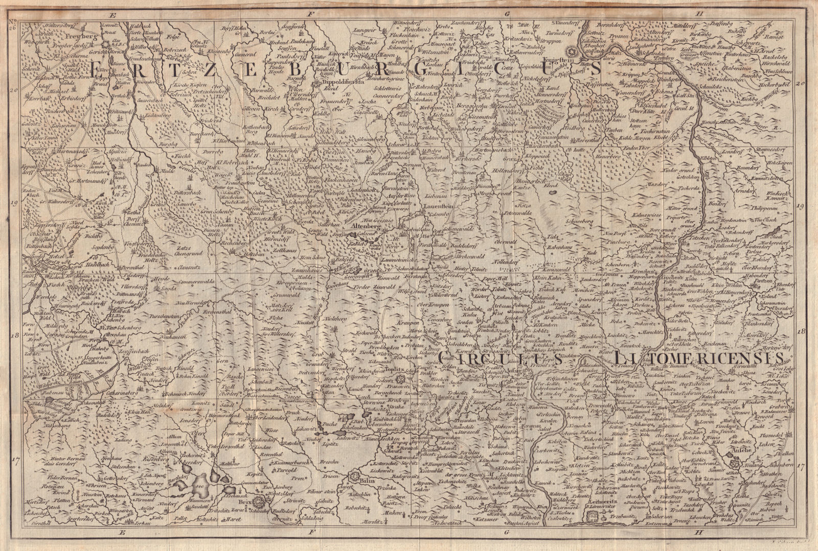 Czechia/Saxony. Litomerice Königstein Bilina Most Freiberg. GIBSON 1760 map