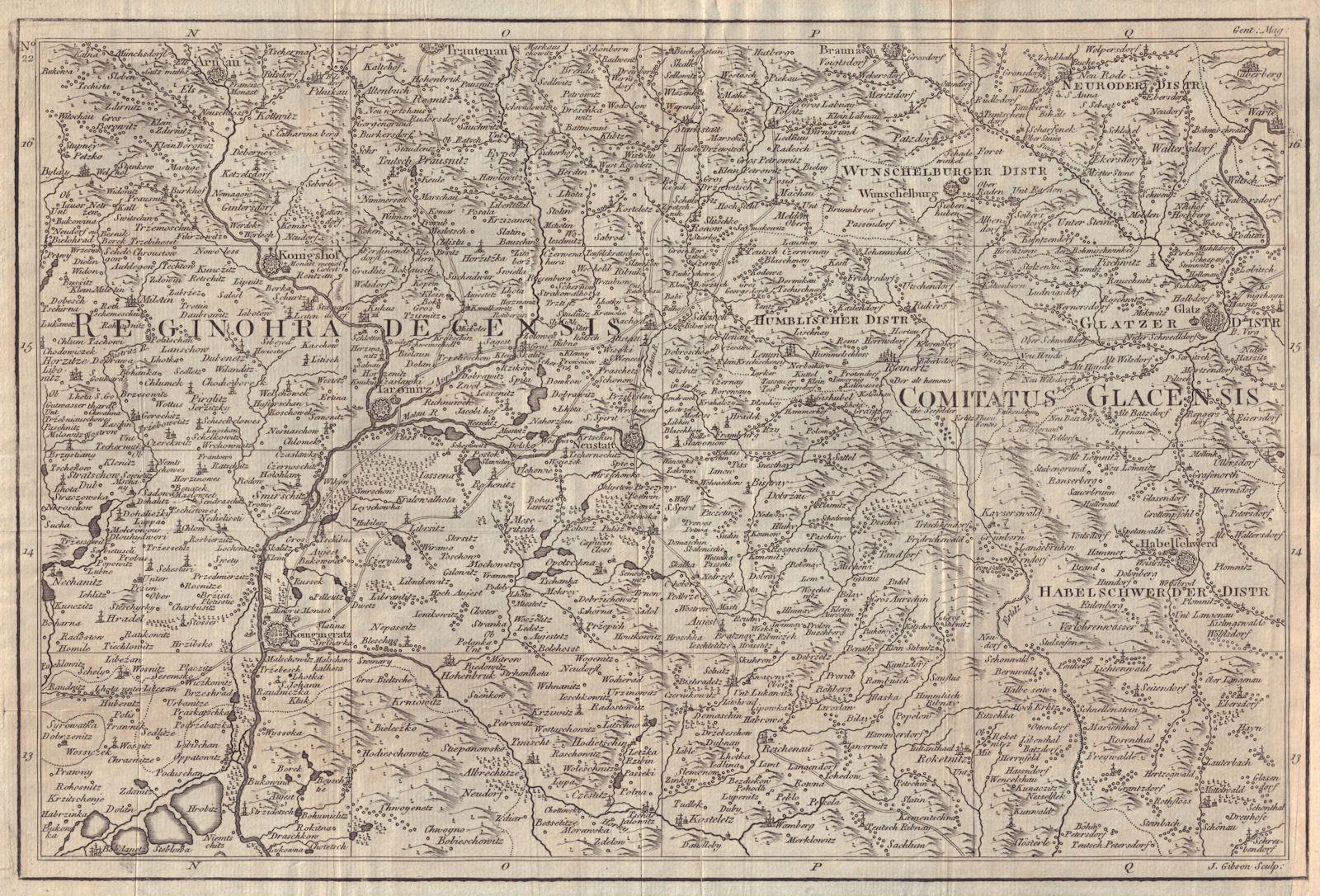 Czechia/Silesia. Hradec Kralove Jaromer Klodzko Nove Mesto. GIBSON 1762 map