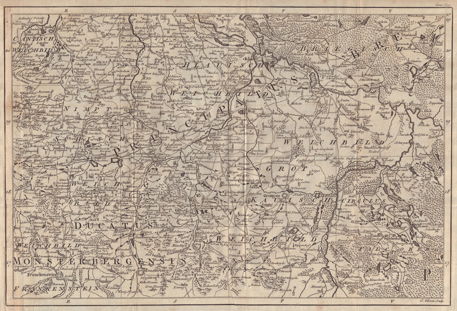 Southern Lower Silesia. Olawa Grodkow Zabkowice Slaskie. Poland GIBSON 1762 map