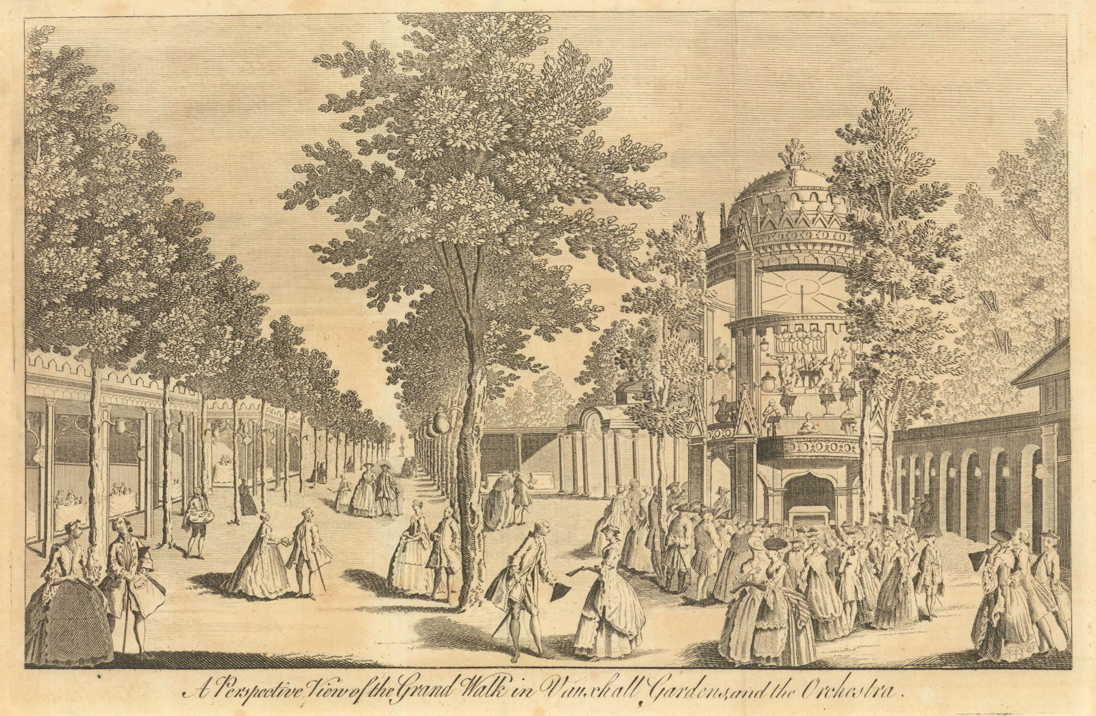 Associate Product A perspective view of the Grand Walk in Vauxhall Gardens and the Orchestra 1765
