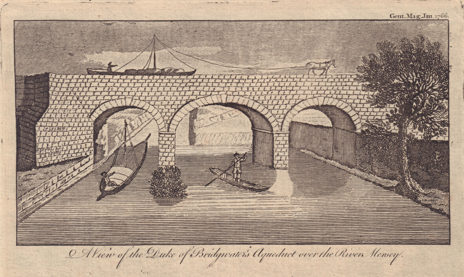 Duke of Bridgewater's Aqueduct over the Mersey, Lancashire. Barton Aqueduct 1766